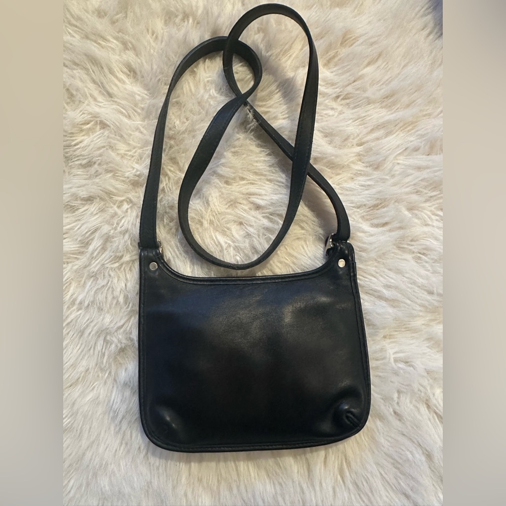 Vintage Coach 9142 Black Leather mini Hippi slim saddle bag Made United States